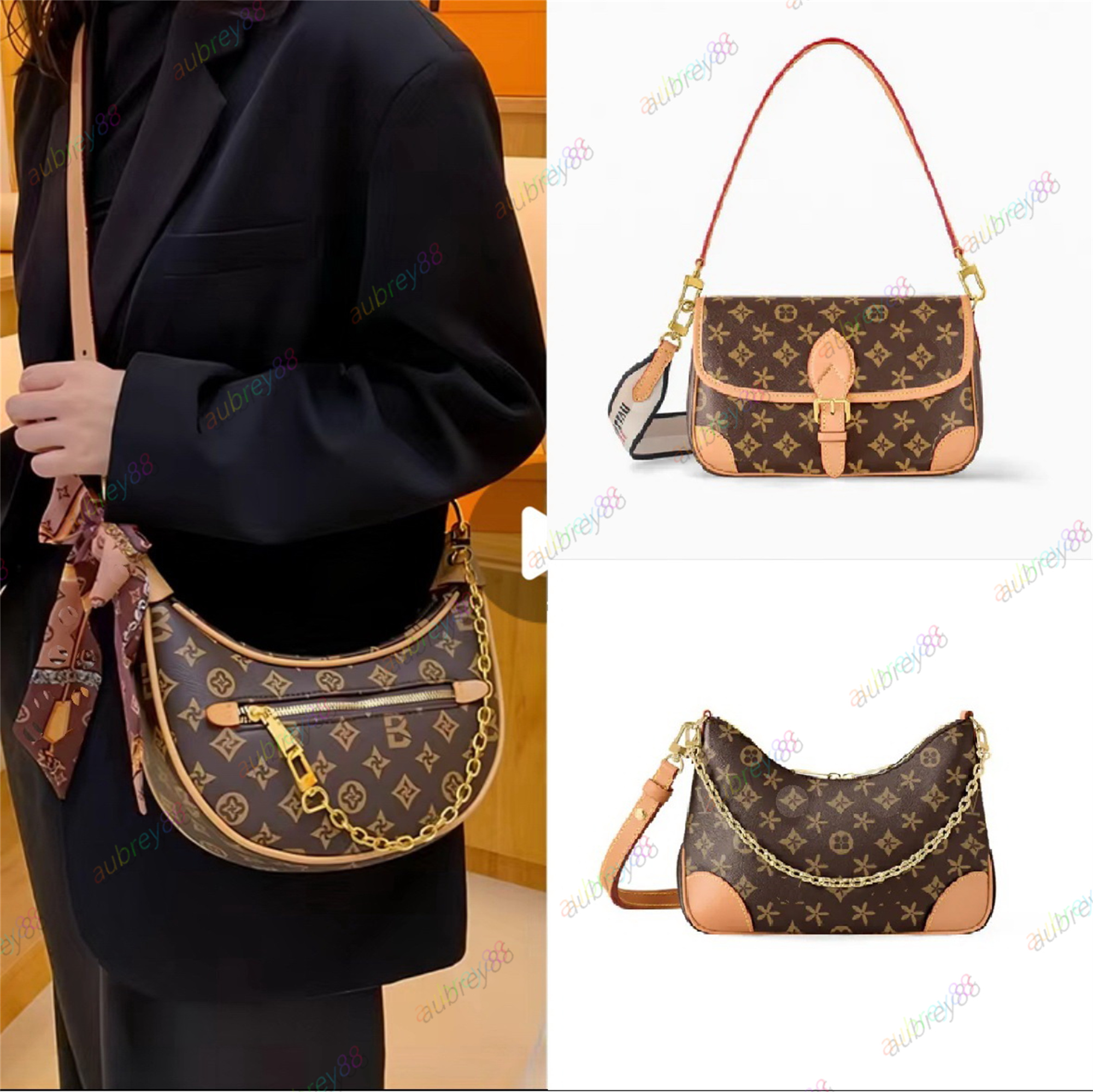Designer bag Shoulder Bags Diane Crossbody luxury Chain cross body Wallet Women Crescent Bag boulogne purse Chain Handbag loop half moon tote the totes neverfulls 9A