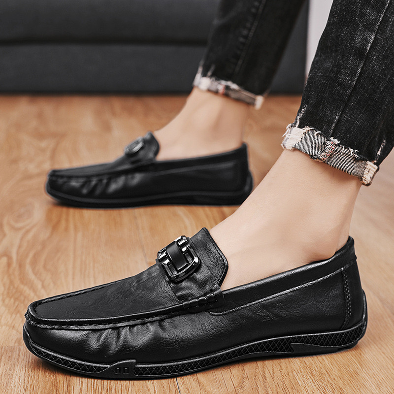 New White Leather Casual Brand Black Formal Dress Designer Men Loafers Breathable Slip on Driving Shoes