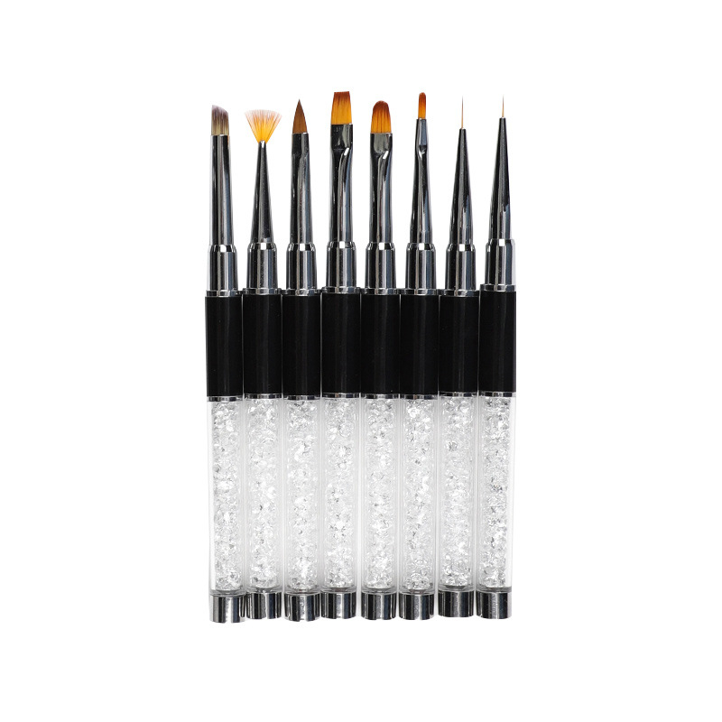 8pcs nail art brush set acrylic nails art pen for nails liner flower painting polish gel design crystal handle box package manicure kit NAB024