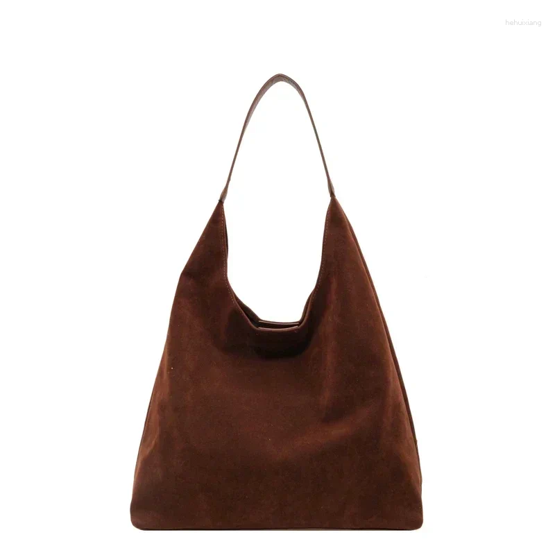 Totes Large Capacity Vintage Hasp Women's Shoulder Bags Suede 2024 Solid Color Simple Casual Commuter Handbags