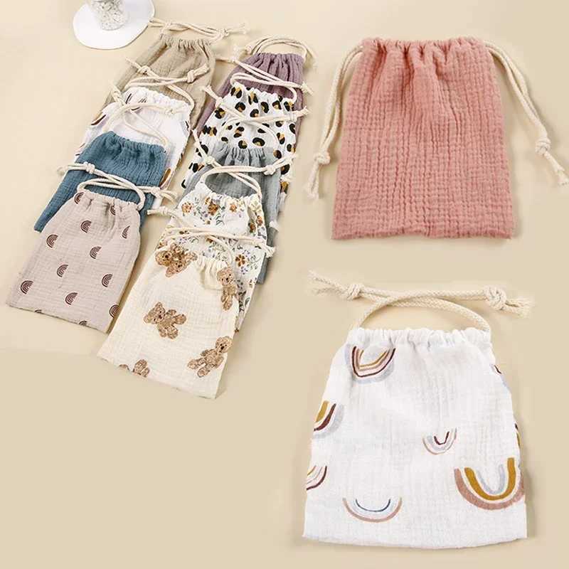 Printed Flower Mommy Bag Baby Diaper Bag Cotton Nappy String Pocket Stroller Carry Pack Travel Outdoor Diaper Storage BagC250326