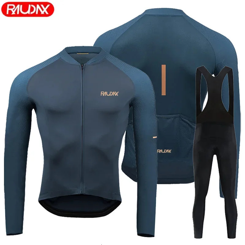 2025 Raudax Mens Summer Long Sleeve Cycling Jersey Set Breathable MTB Maillot Ropa Ciclismo Spring and Autumn Clothing 241023