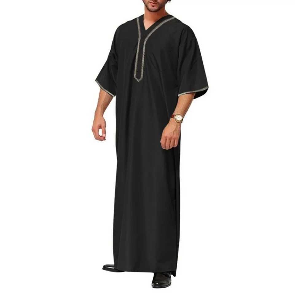 Fashionable mens pajamas Ktan Kn length M-2XL mens ultra-thin pajamas polyester S Abaya shorts W241023