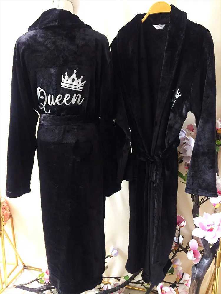 King and Qun Bathrobes Mr. and Mrs. Robes Match Robes Moon Gift Plush Bathrobes Anniversary Gift Wife Husband Comfortable Terry W241023