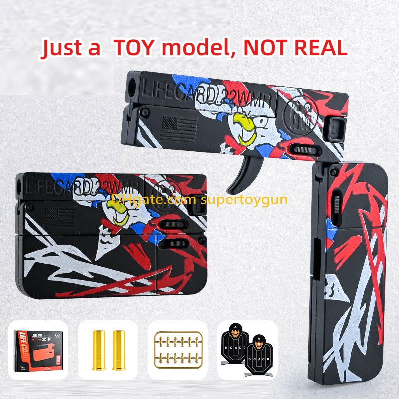 LifeCard Folding Pistol Handgun Toy Card Gun With Soft Bullets Alloy Shooting Model For Adults Boys Chi