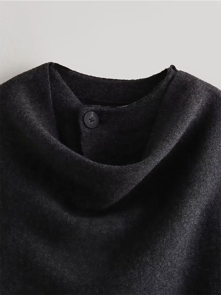 Winter Female Scarf Coat Long Sleeve Knitted Asymmetric Jackets For Streetwear Causal Women Coats