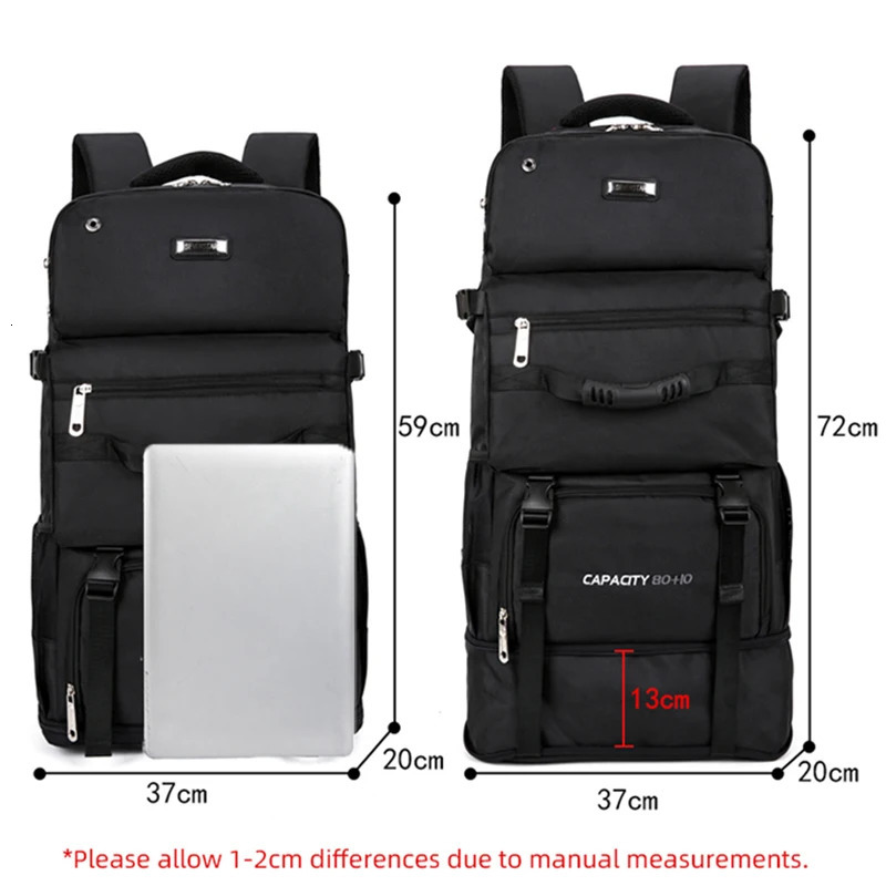 90L 80L travel bag large capacity climbing backpack mens outdoor camping backpack hiking bag XA302A 241023