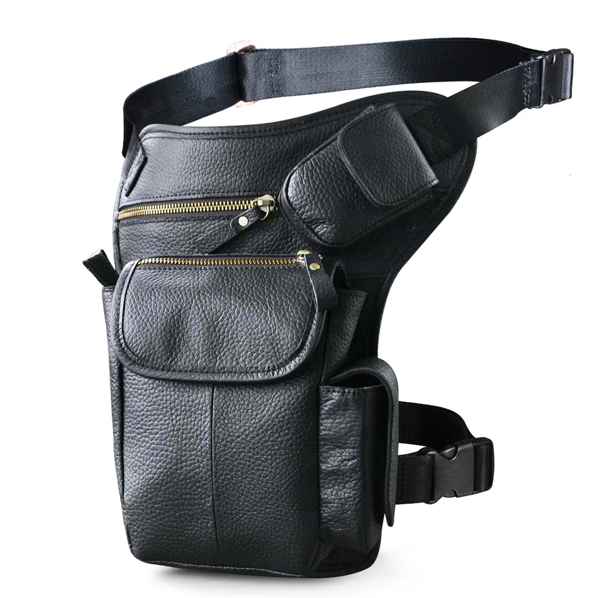 natural leather mens retro coffee small belt messenger bag Fanny waist bag straight leg thick bag 3106 241023