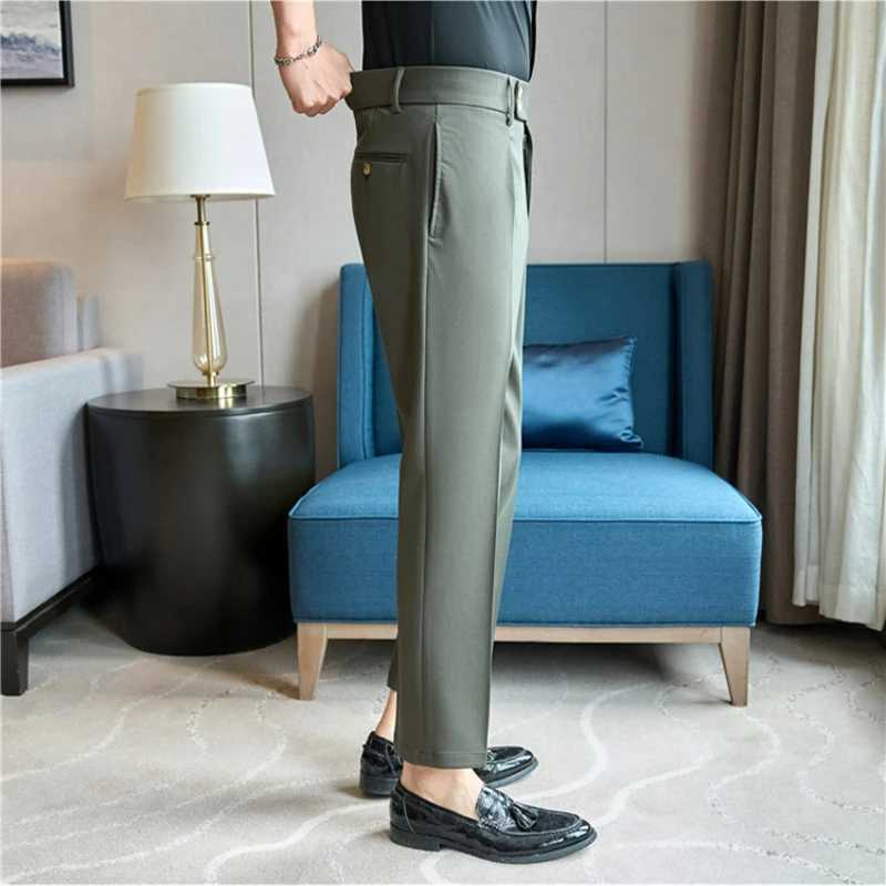 Naples Suit Elastic Waist Pants Men High Quality 2024 Suit Pants White Business CasualM-3XL Mens Suit PantsX241023
