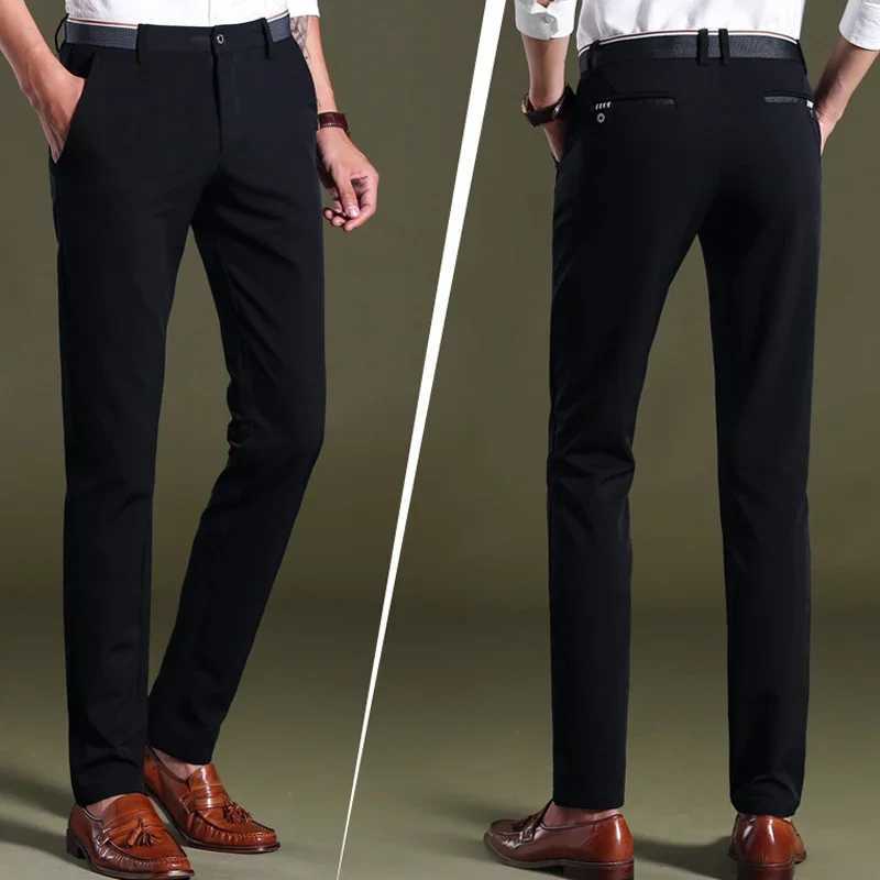Dress Trousers for Men Elastic Premium Business Pants No-Iron Straight-Fit Flat-Front Men Suit Pants Fashion Dress Pants FormalX241023