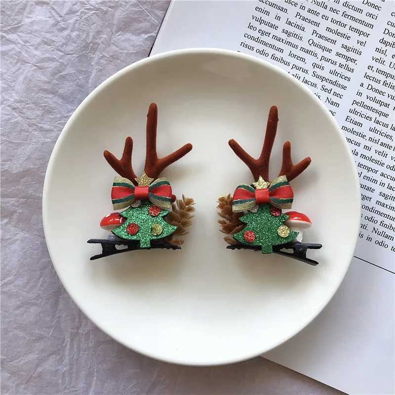 4Pcs/Set Christmas Hair Ornaments Santa Claus Headwear Deer Horn Hairpins BB Side Clip Princess Headdress Girls Hair AccessoriesX241022