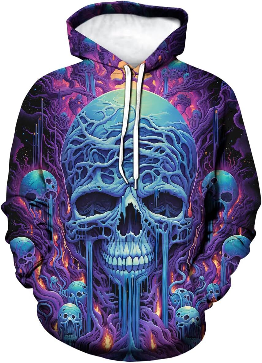 Hoodie for Mens Womens Mens Fantasy 3D Mushroom Skeleton Printing Hoodie Hoodies Mushroom Skull World Sweatshirts Pullover Graphic Hip hop Warmth
