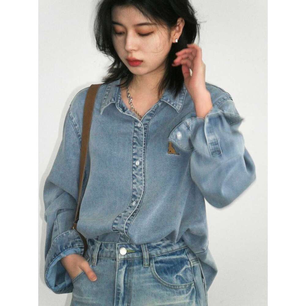 CHIC VEN Women Shirt Casual Single Breasted Long Sleeve Loose New Embroidered Denim Shirts Female Blouses Spring Summer 2024