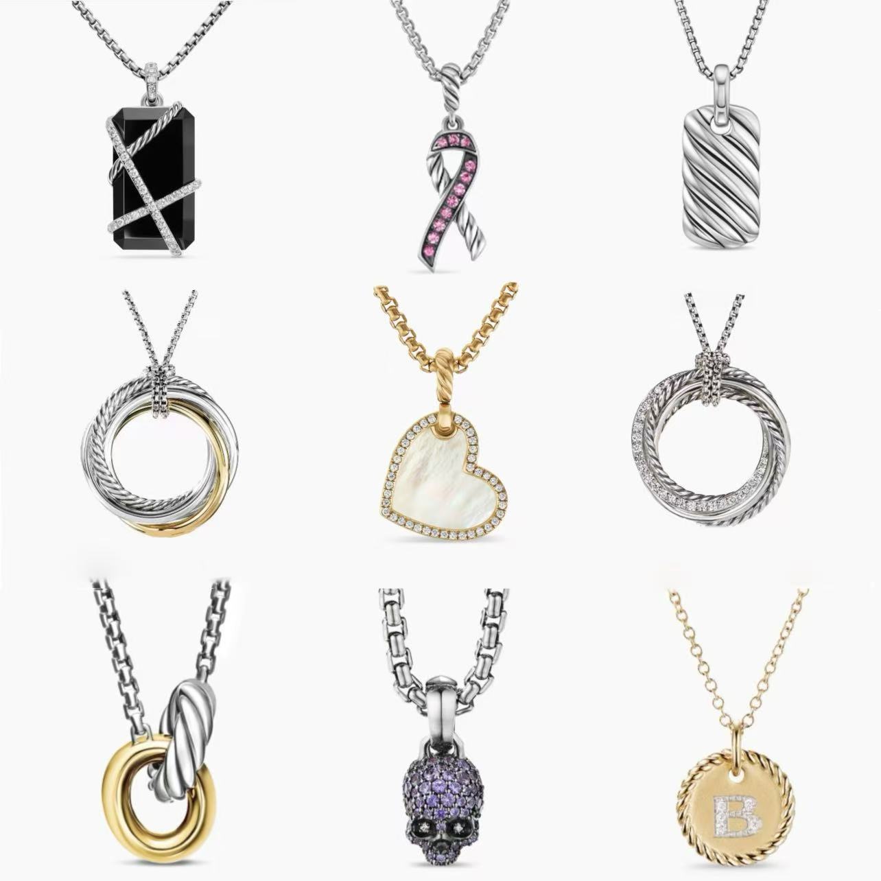 punk designer necklace square cross necklace silver gold necklace designer jewelry colored diamond pendant necklace various style chain