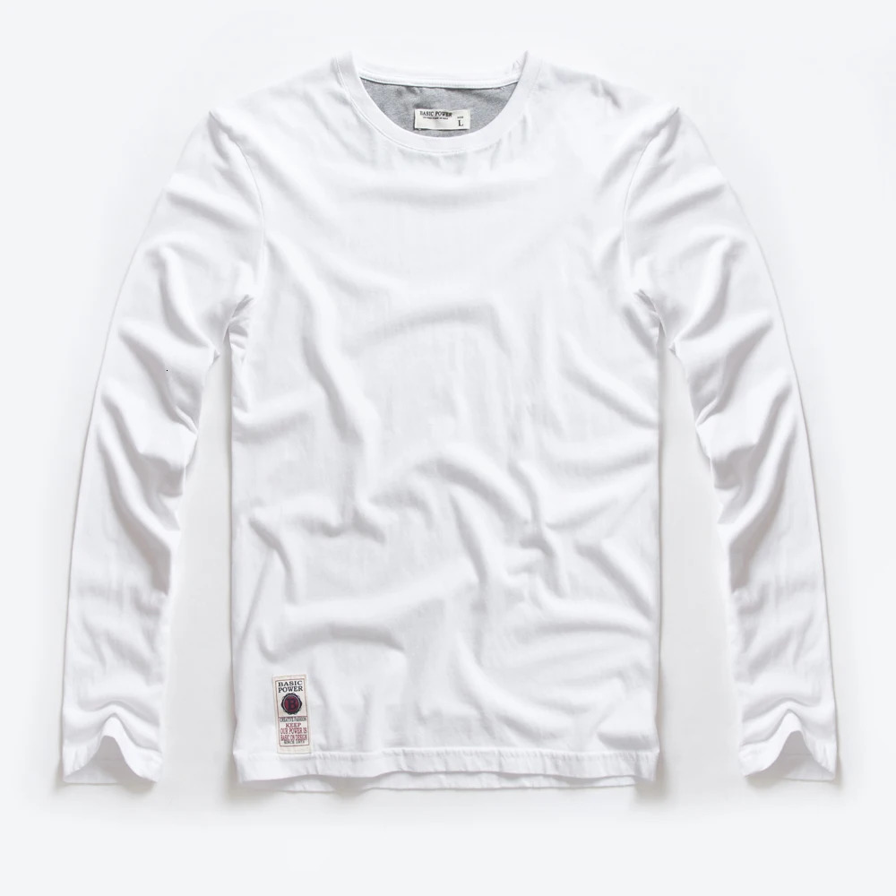 Mens solid color T-shirt multi-color washed knitted T-shirt mens spring and autumn T-shirt cotton long sleeved top size M-3XL 241023