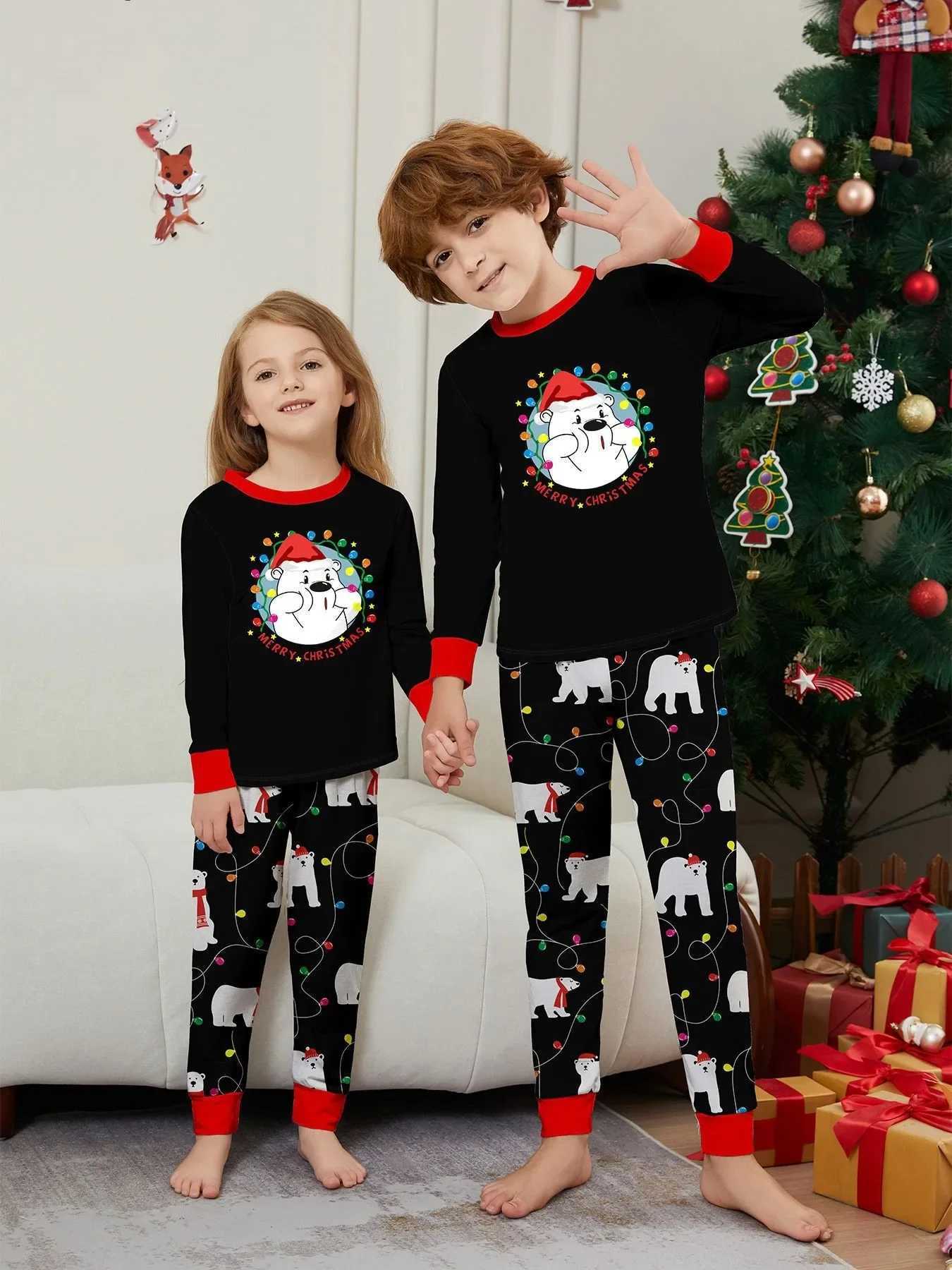 New Cartooon Bear Print Family Pajamas Set Parent-child Matching Outfits Christmas Clothing Casual Loose Pyjama Xmas Family LookXJ241008
