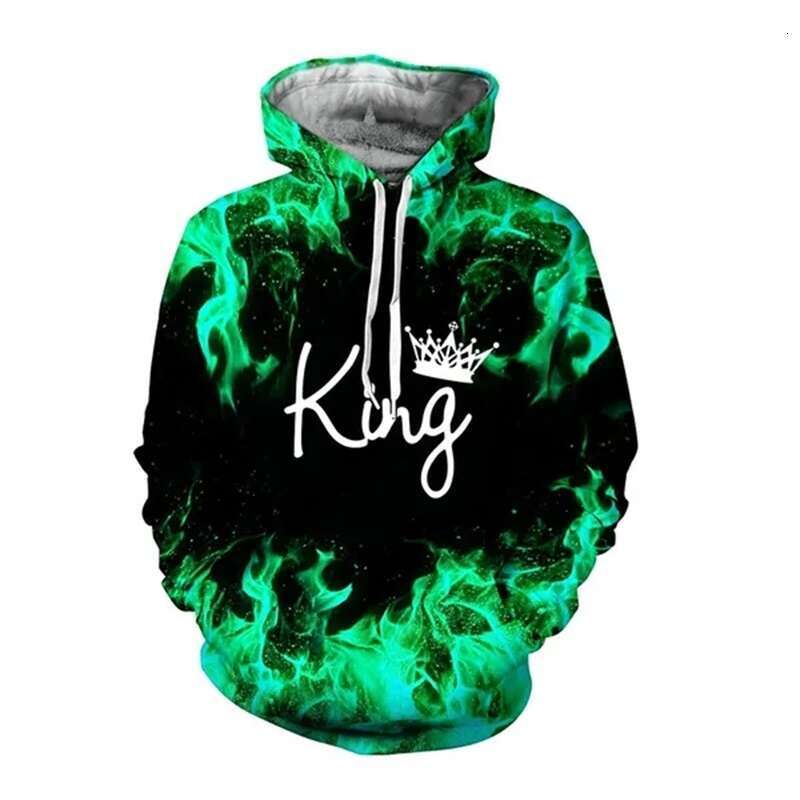 Printed D Fashion Couple King And Queen Hoodie Casual Simple Loose Oversized men s Street Retro Harajuku Hoodies