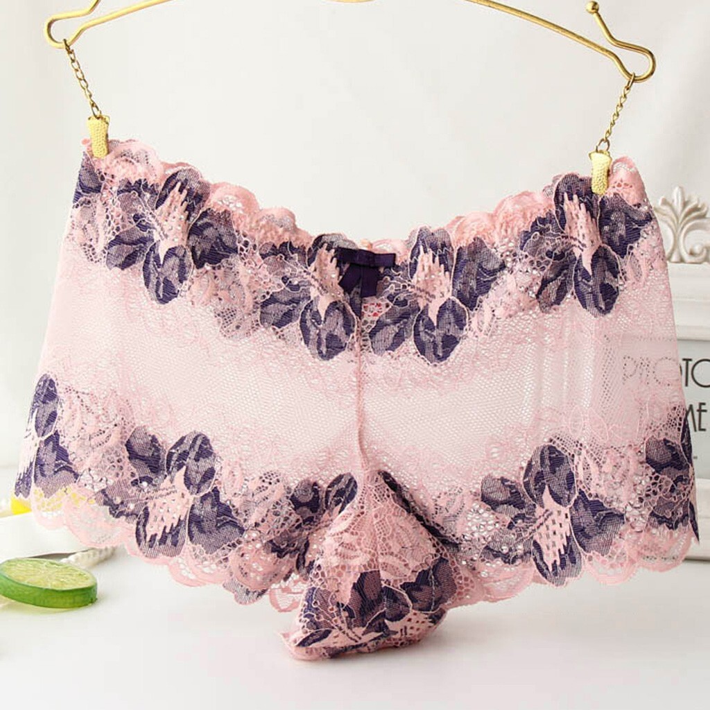 2025 New designer fashion underwear trend lace plaid underwear plus size seamless transparent boys shorts sexy hot pants