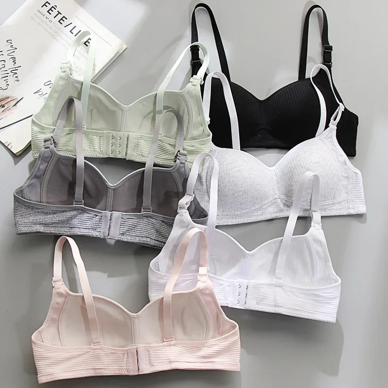 2025 New Designer Women s Stitching Cotton Underwear fashion Summer Thin AB Cup Bra Wireless Comfort V Push Up Gerie