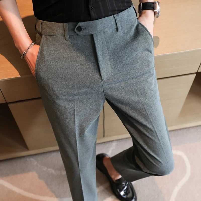 Plus size 44 42 40 Men Business Social Suit Pant 2024 Spring Formal Slim Wedding Trouser Mens Brand Fashion Casual Dress PantsX241023