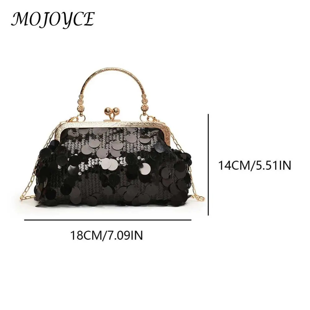 Sparkling clutch bag fashionable evening bag chain strap shiny shoulder bag large capacity top handle wallet for wedding parties 241023