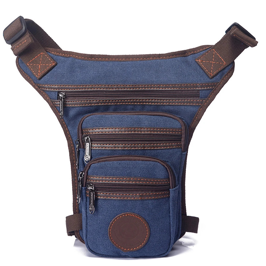 Mens straight leg waist bag motorcycle rider outdoor sports canvas travel hiking backpack 241023