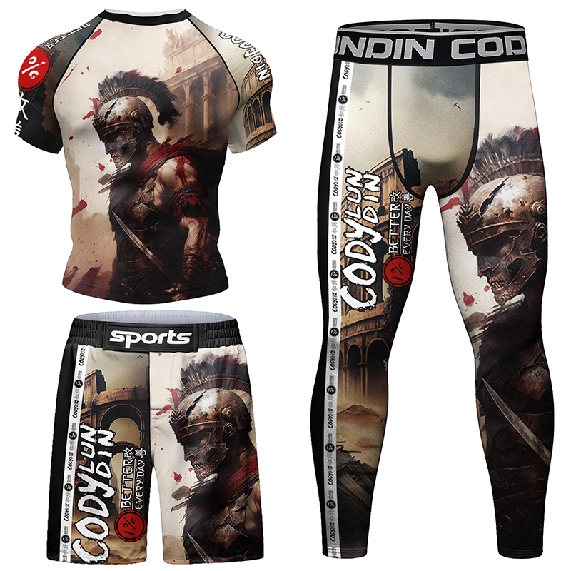 Mma Clothing Man Rashguard T-shirt+Pants Sets Rash Guard Jiu jitsu MMA Compression Shirt+Shorts Bjj Boxing Jerseys Sport Suits