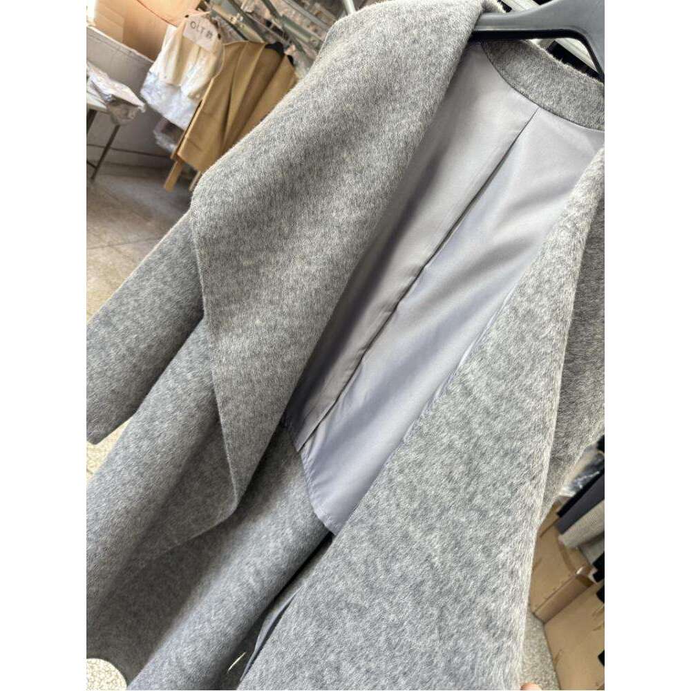 Large Lapel Woolen Jackets Autumn And Winter Korean Style Loose Lazy Lace-Up Women's Long Wool Coats Outerwear