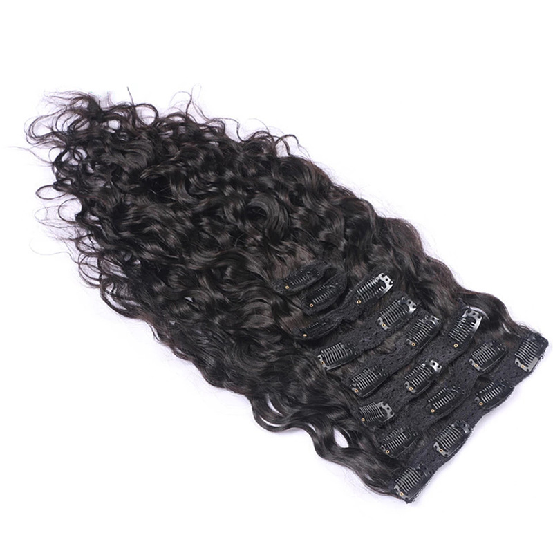 8-26Inch Brazilian Virgin Human Hair Products Water Wave Curly Clip In Hair Extensions Natural Color Malaysian Hair