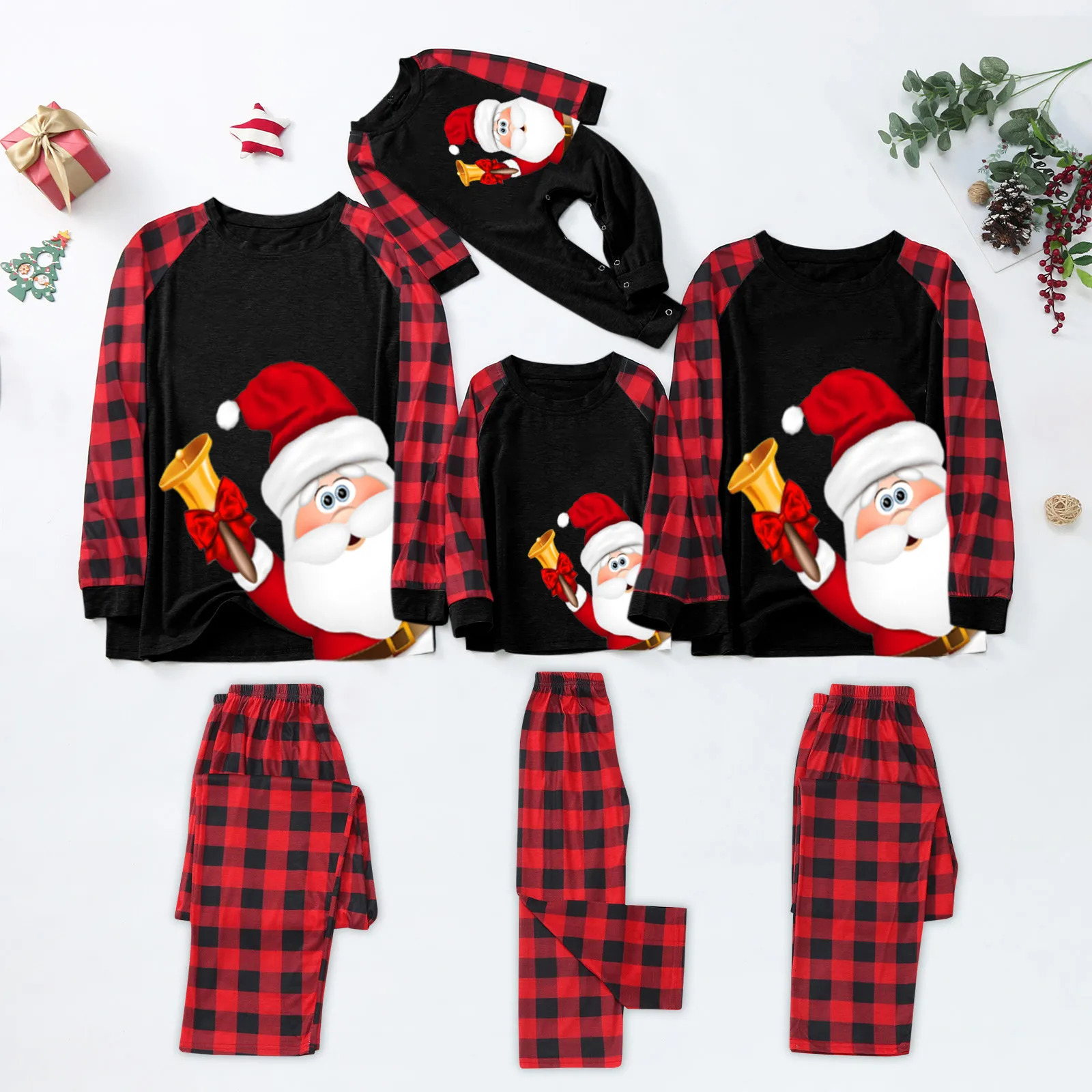 Santa Claus prints Christmas family matching sets Christmas shirts tops and pants Christmas pajamas Navidad Para Familias 241022