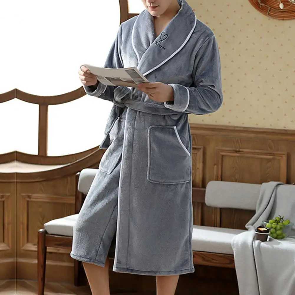 Mens home clothing sleepwear with ultra soft and highly absorbent solid color pocket design couple bathroom winter sleepwear W241023