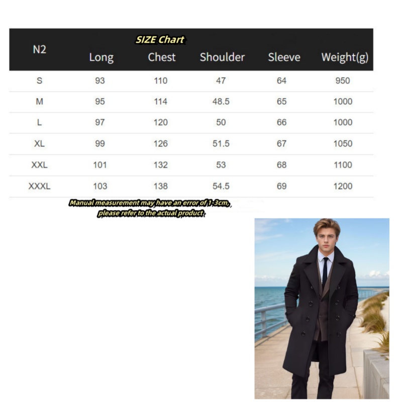 Men's Trench Coats Atutumn Winter Long Warm Wool Coat For Men Solid Color Single Breasted Blends-Overcoat Tops Clothing