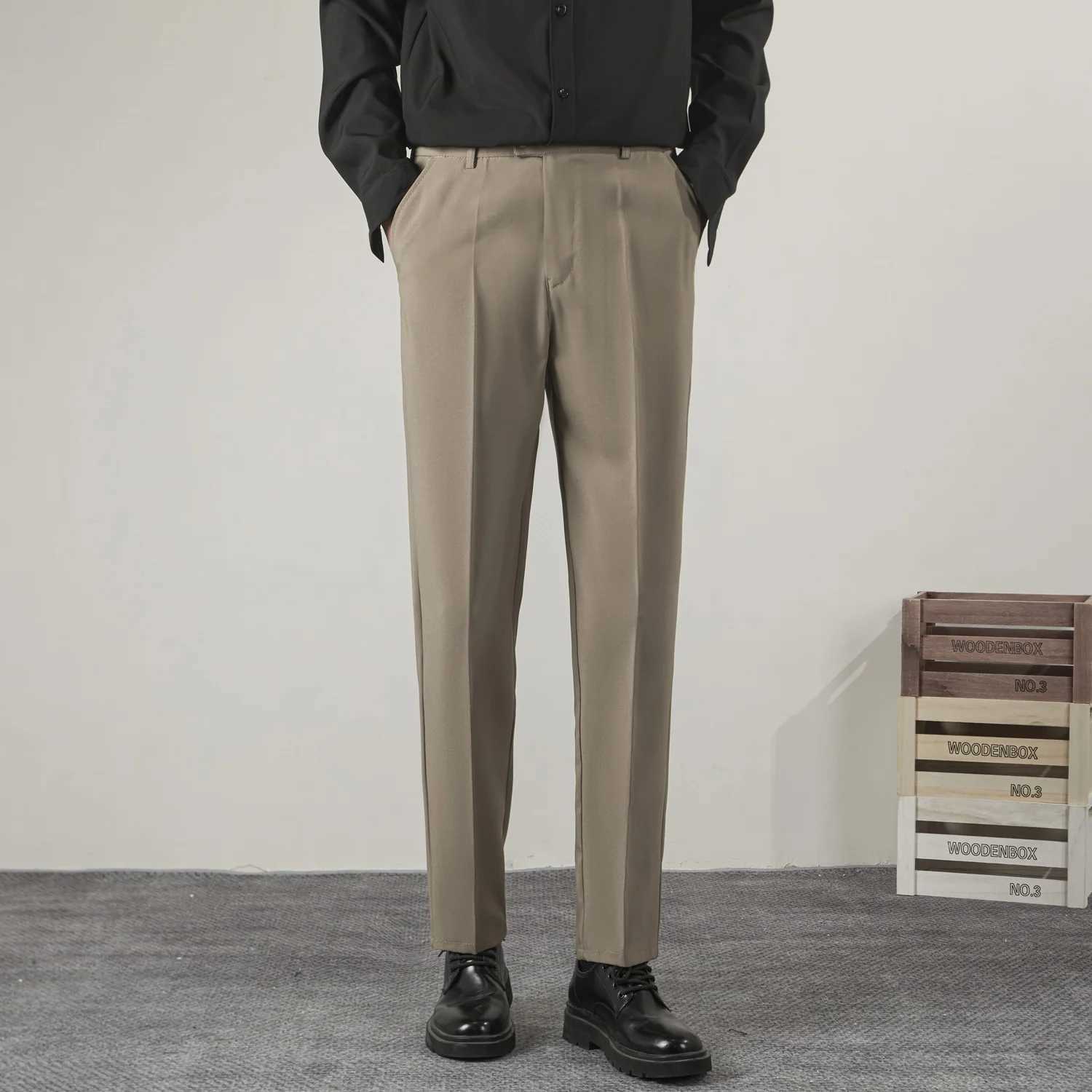 New Straight Men Pants Fashion Business Korean Loose Casual White Black Gray Wide-leg Trousers Blazer Suit PantsX241023