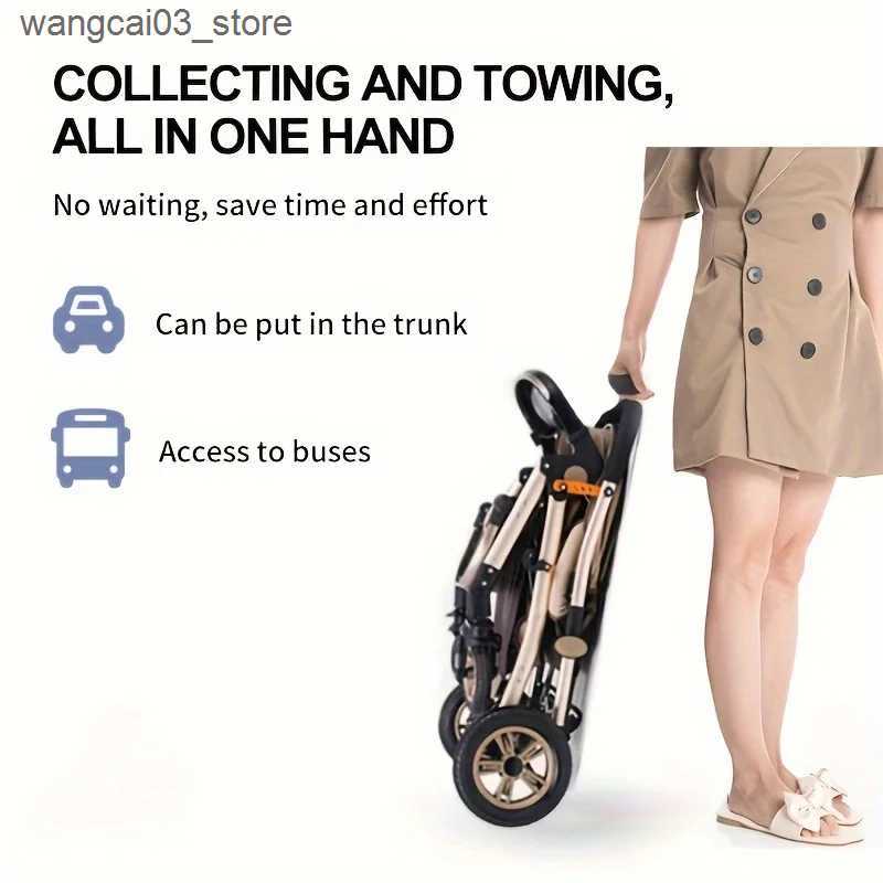 Strollers# Foldable Baby Stroller Sit Lie Portable 360 Swivel Front Wheel Trolley Cart Large Two-way Stroller with Sunshade for Infants L240910