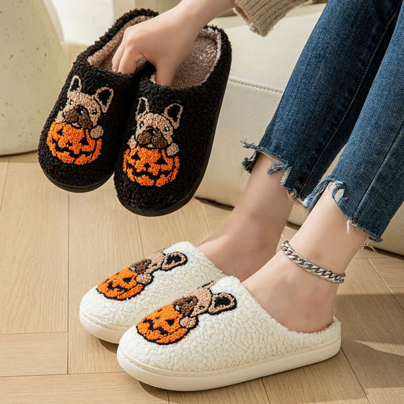 Christmas Elk Cotton For Women Men Winter Cute Cartoon Slippers Indoor Non Slip Couple or Slides Home Plush Shoes