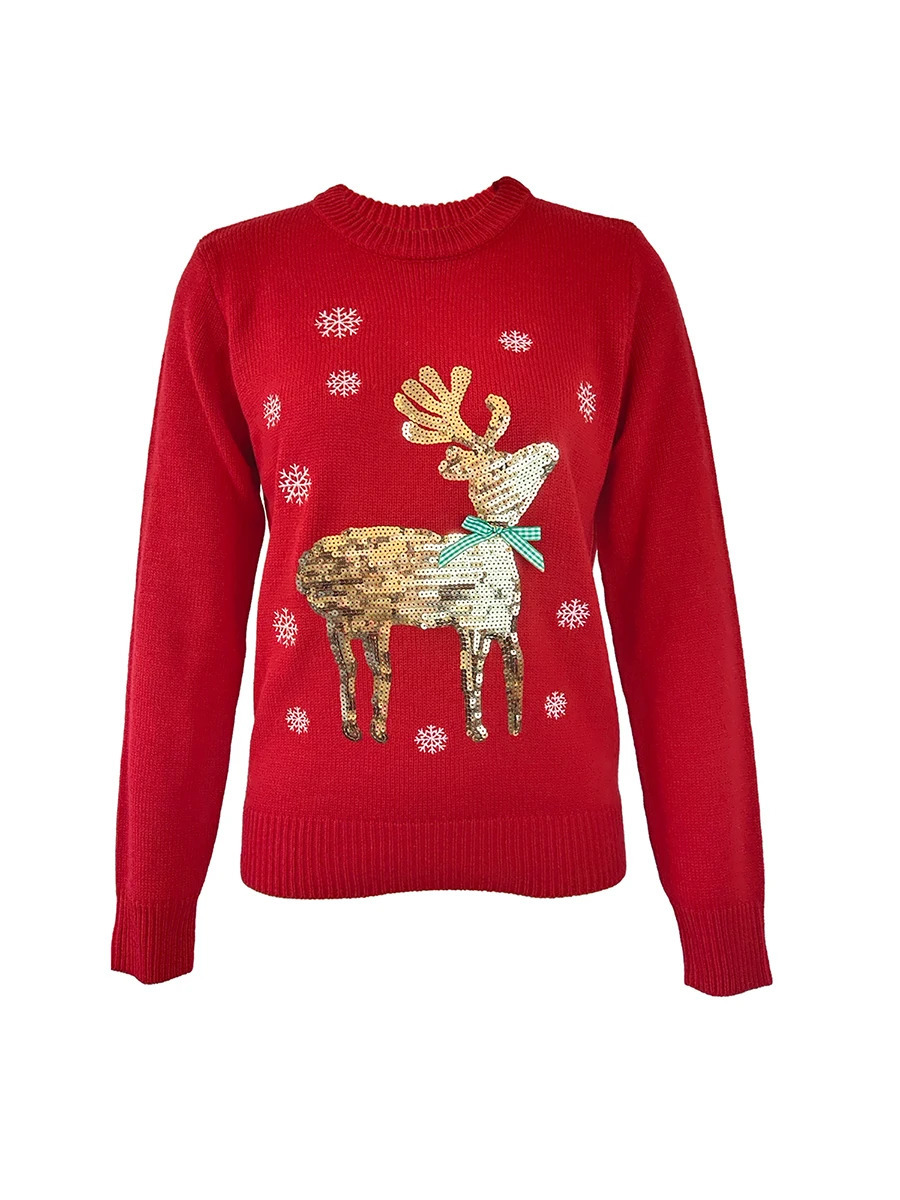 Funny Ugly Christmas Sweaters for Women Long Sleeve Crewneck Letter Print Pullover Jumper Tops Knitwear 241021