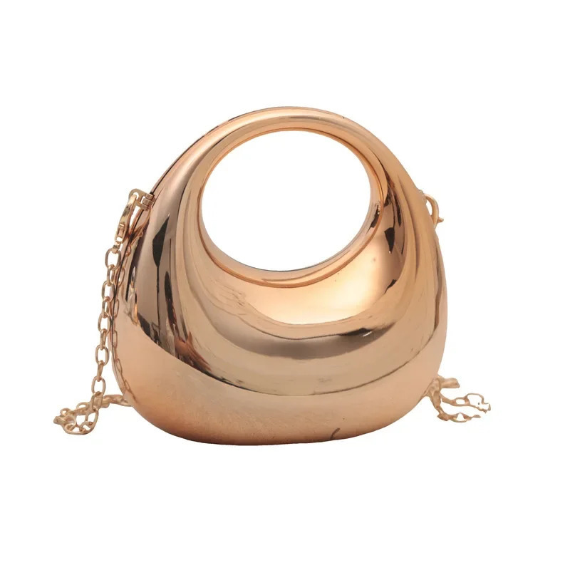 gold and silver fashionable acrylic moon womens handbag womens clutch bag with chain dinner bag 2024 241023