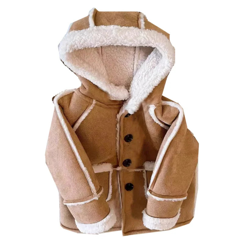 Boys cotton jacket windproof jacket brown winter autumn thick warm skiing Christmas gift childrens clothing 241022