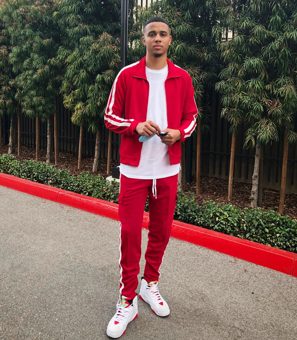 Mens training track and field suit gym suit sports suit red breathable top with cargo pants fitness jogging suit running suit 241022