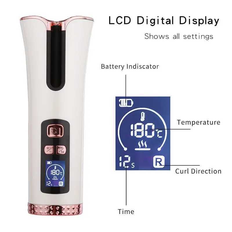 New Arrival Automatic Curling Iron Cordless Curler Automatic Rotating Ceramic Curler Rechargeable USB Hairpin Curling Rod Z241022