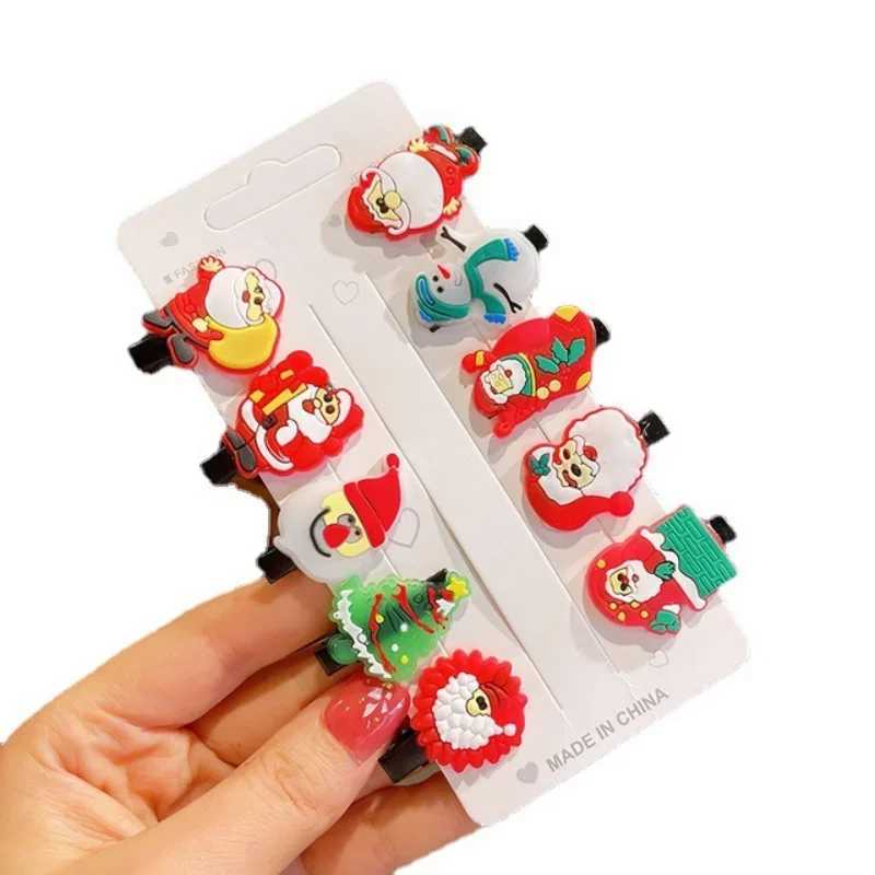 10Pcs/set Christmas Headdress Antler Hair Clip Girls Hairpins Set Side Clips ChildrenS Barette Hair Ornaments Decoration PartyX241022