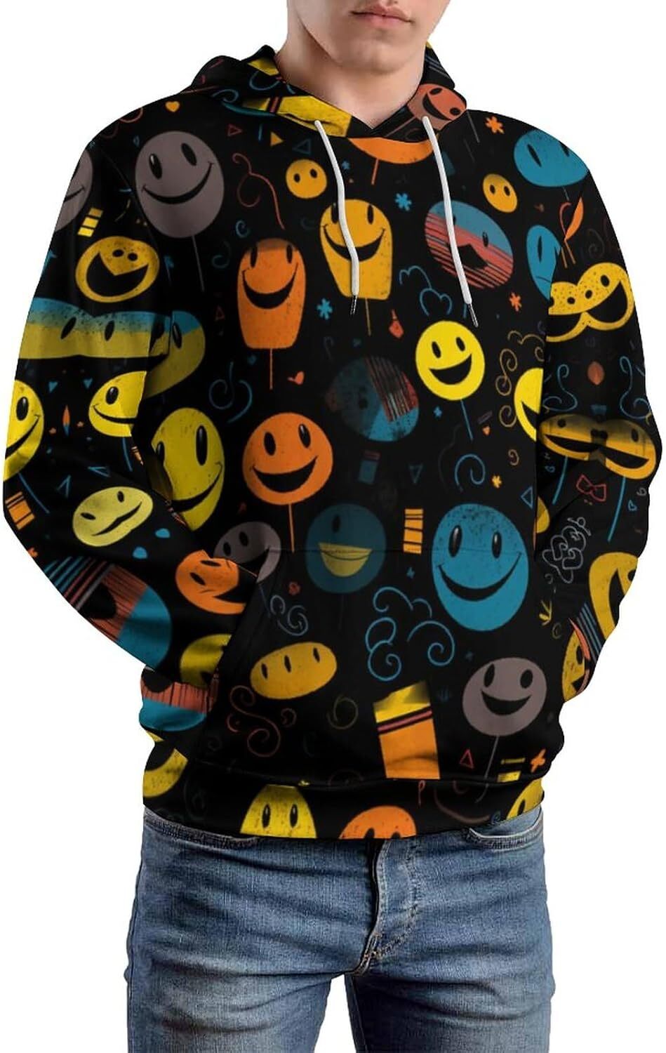 Hoodie for Mens Womens Novelty Colorful Graffiti Hoodie Autumn Winter Casual Long Sleeve Pullover Hoodies Men Graphic Hoodies sweatshirt Trendy Warmth