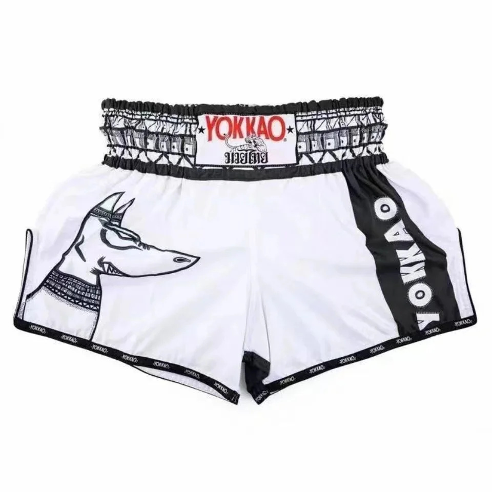 Yokkaos Muay Thai Shorts Fighting Suit 2024 New Unisex Beach Pants Childrens Combat Training Suit Letter Printed Boxer Shorts