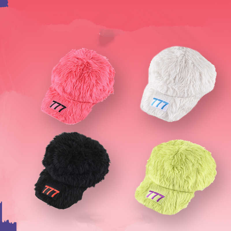 New color furry digital baseball cap for autumn and winter 2023 duck tongue cap warm and versatile hip-hop hat X241023