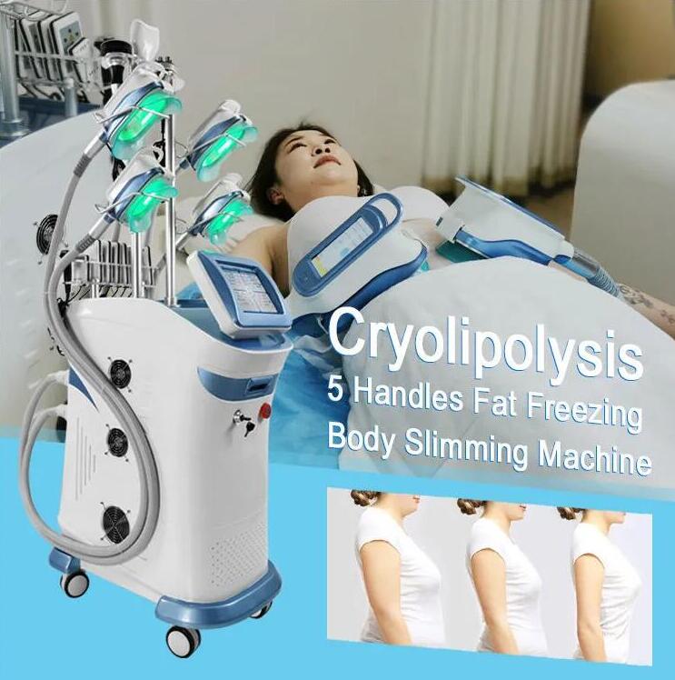 Original quality 5 Cryo Handles Cryo Slim Cryotherapy Fat Freezing machine Cooling Lipolysis 4 handles work at the same time with Chin Handle slimming