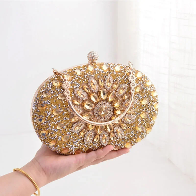 Womens Evening Clutch Bag Wedding Gift Flower Diamond Clutch Wallet Chain er Party Bag with Metal Handle 241023