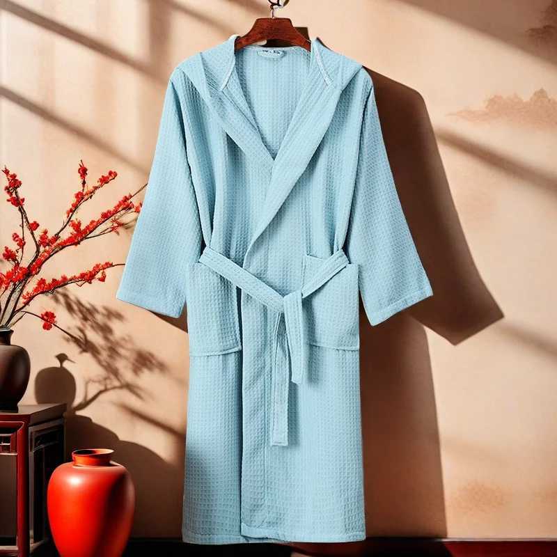 Luxury mens bathroom autumn winter knitted cotton long Sve Shl collar mens long robe Ele mens kimono V-neck long robe W241023