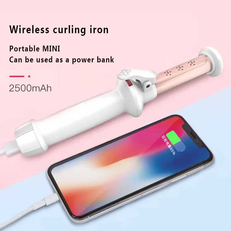 Cordless Curling Iron 1-inch Ceramic Curler Professional 2-in-1 Mini Curler for Loose Curling USB Charging Portable M241022