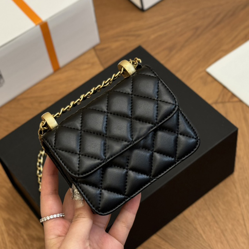 Mini Wallet Makeup Bag cm Stylish Women Shoulder Bags Leather Diamond Gold Hardware Metal Clasp Luxury Handbag Double Gold Ball Crossbody Bags Card Holder Sacoche
