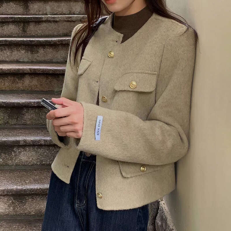 2024 Women Elegant Real Cashmere Coat Lady Fashion Wool Blazer Winter Autumn Outwear Female Suit